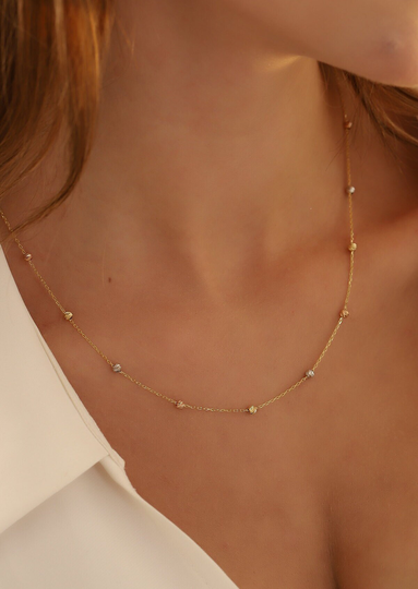 Minimalist Round Ball Pendant, Dainty Initial Necklace, Birthday Gift, 14K Solid Gold Ball Necklace, Summer Jewelry
