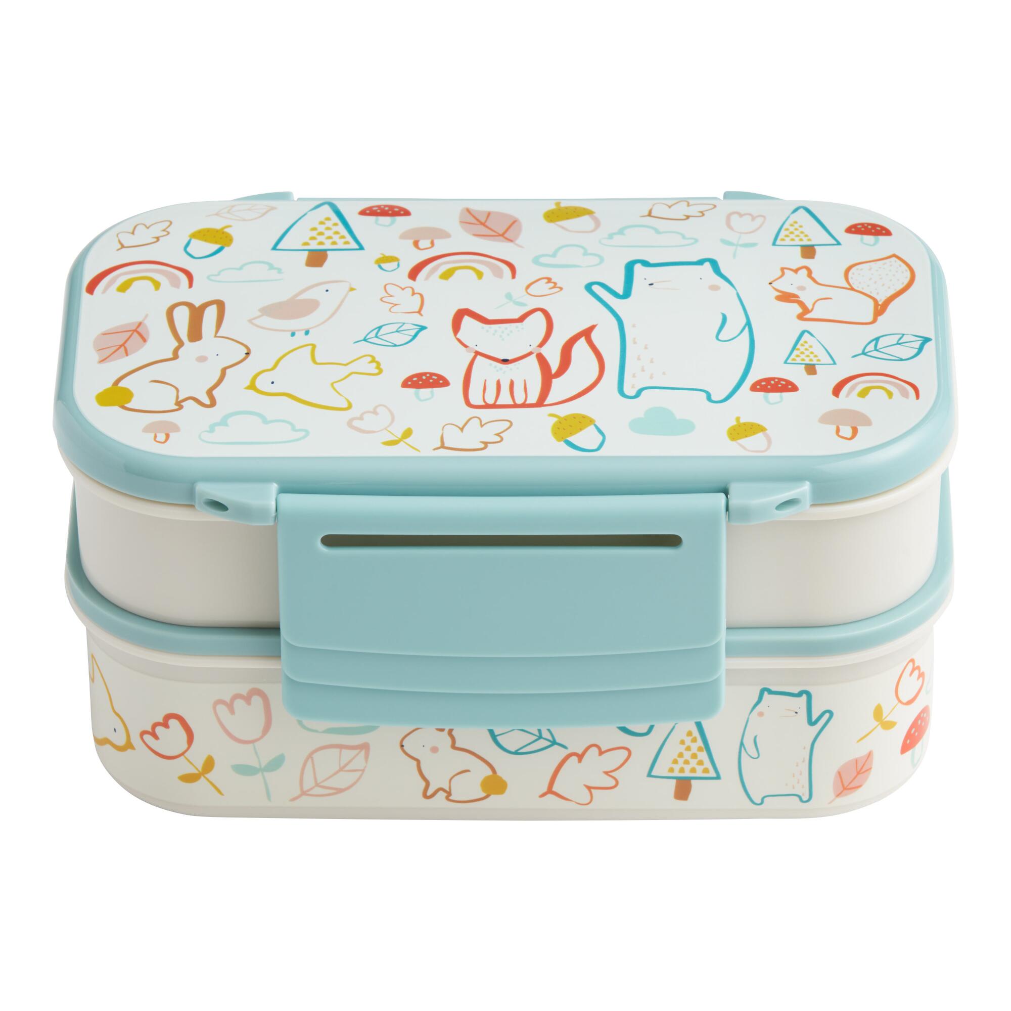 Illustrated Animals 2 Layer Kids Bento Lunch Box - Plastic by World Market