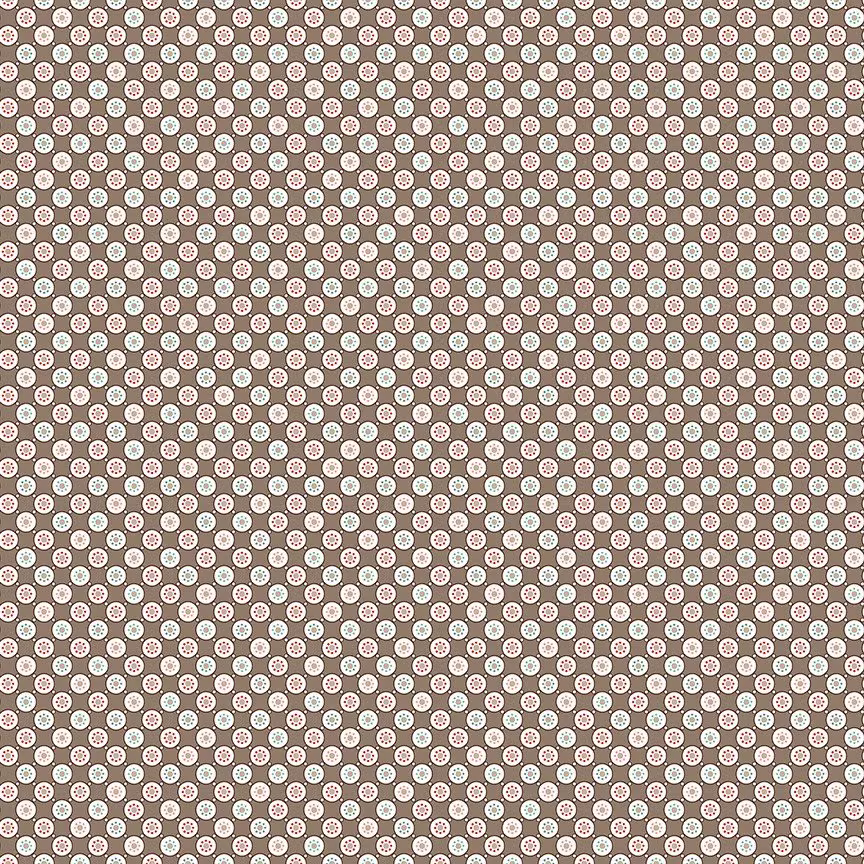 Lori Holt Cook Book Fabric By Riley Blake - Small Taupe & White Circle The 1/2 Yard Or Fat Quarter