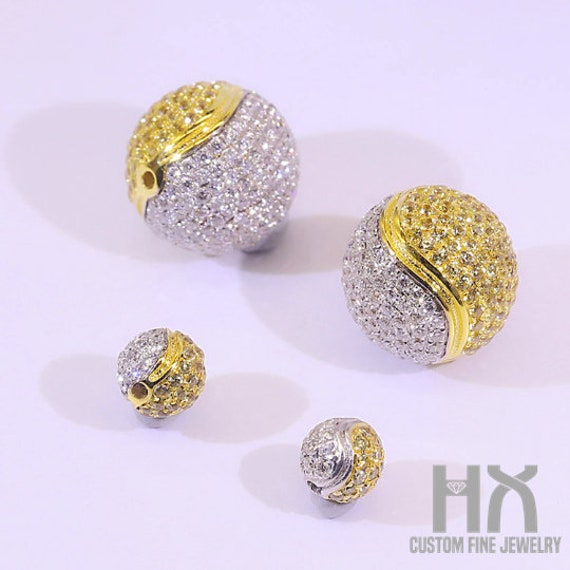 Hx Jewelry | Solid 18K Gold Yellow Diamond Diy Spacer Bead | Price For One Bead, Bracelet Necklace Making