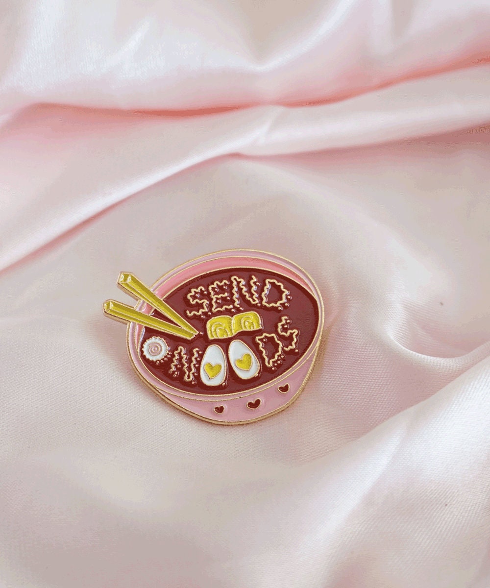 Ramen Pin, Send Noods Kawaii Funny Enamel Pins, Back To School Lapel Pin Collection