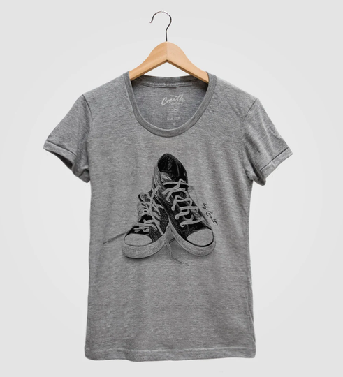 Womens Sneakers T Shirt Custom Hand Screen Print Tri-Blend Short Sleeve Available S, M, L, Xl