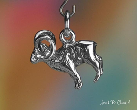 sterling Silver Bighorn Sheep Charm Mountain Wild Ram 3D Solid .925