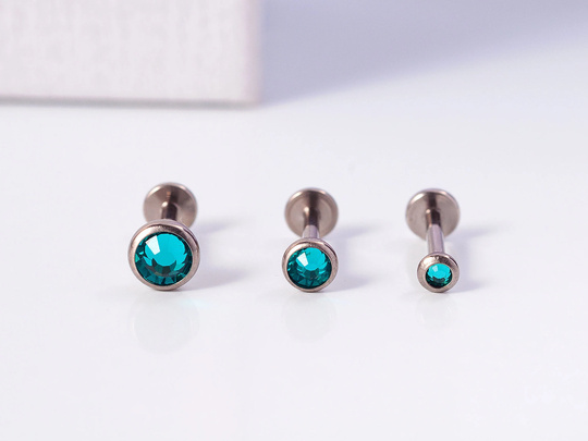 16 Gauge Tiny Stud Tragus Earring Cartilage Earring Dark Blue Cz Stud Screw Back Stud Flat Back Earrings(E0244-1