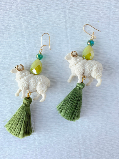 Lenora Dame Golden Ram Tassel Earrings