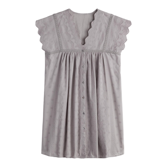 Gray Floral Embroidered Lorelei Dress: White - Small by World Market