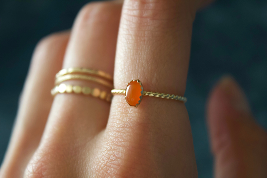 Carnelian Ring/ Minimalist Ring/14K Gold Filled Stacking Carnelian Ring/ Stackable/ Gold Filled Rings/ Dainty Ring