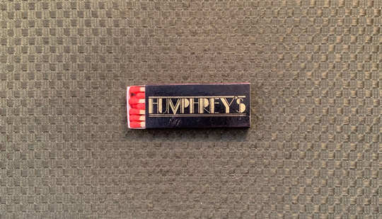 Vintage Matchbook, Humphreys, Seafood, Restaurant, San Diego, Shelter Island, Matchbox, with Wooden Match Sticks, Free Ship in Usa