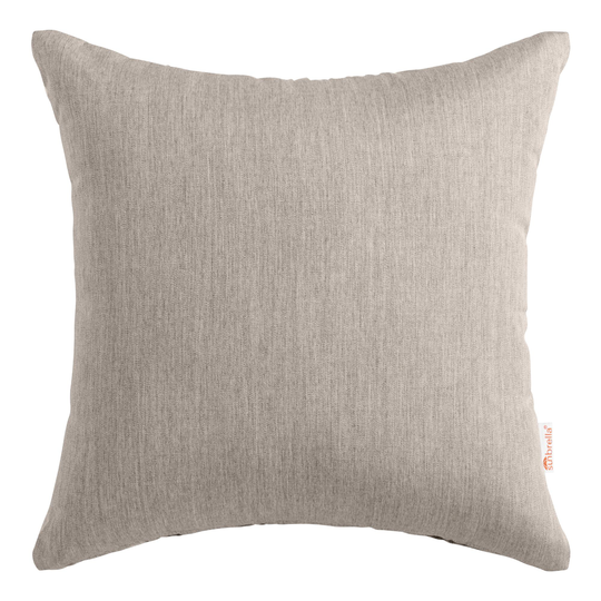 Sunbrella Khaki Ash Cast Outdoor Patio Throw Pillow: Gray/Natural - Acrylic - 18" Square by World Market
