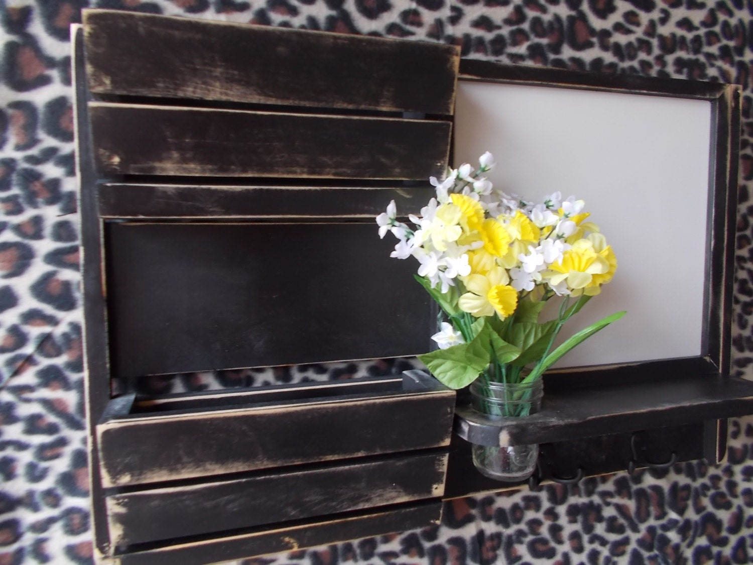 Message Center/Chalk Board/Magazine Holder/Cook Book Holder/3Key Hooks/Message Board/Folder Holder