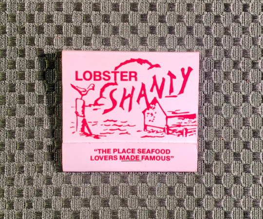 Vintage Matchbook, The Lobster Shanty, New Jersey, Florida, Seafood Restaurant, with All Matches, Free Ship in Usa