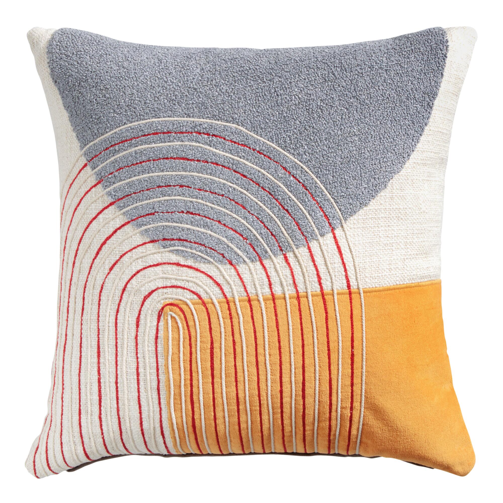 Multicolor Embroidered Circles Throw Pillow by World Market