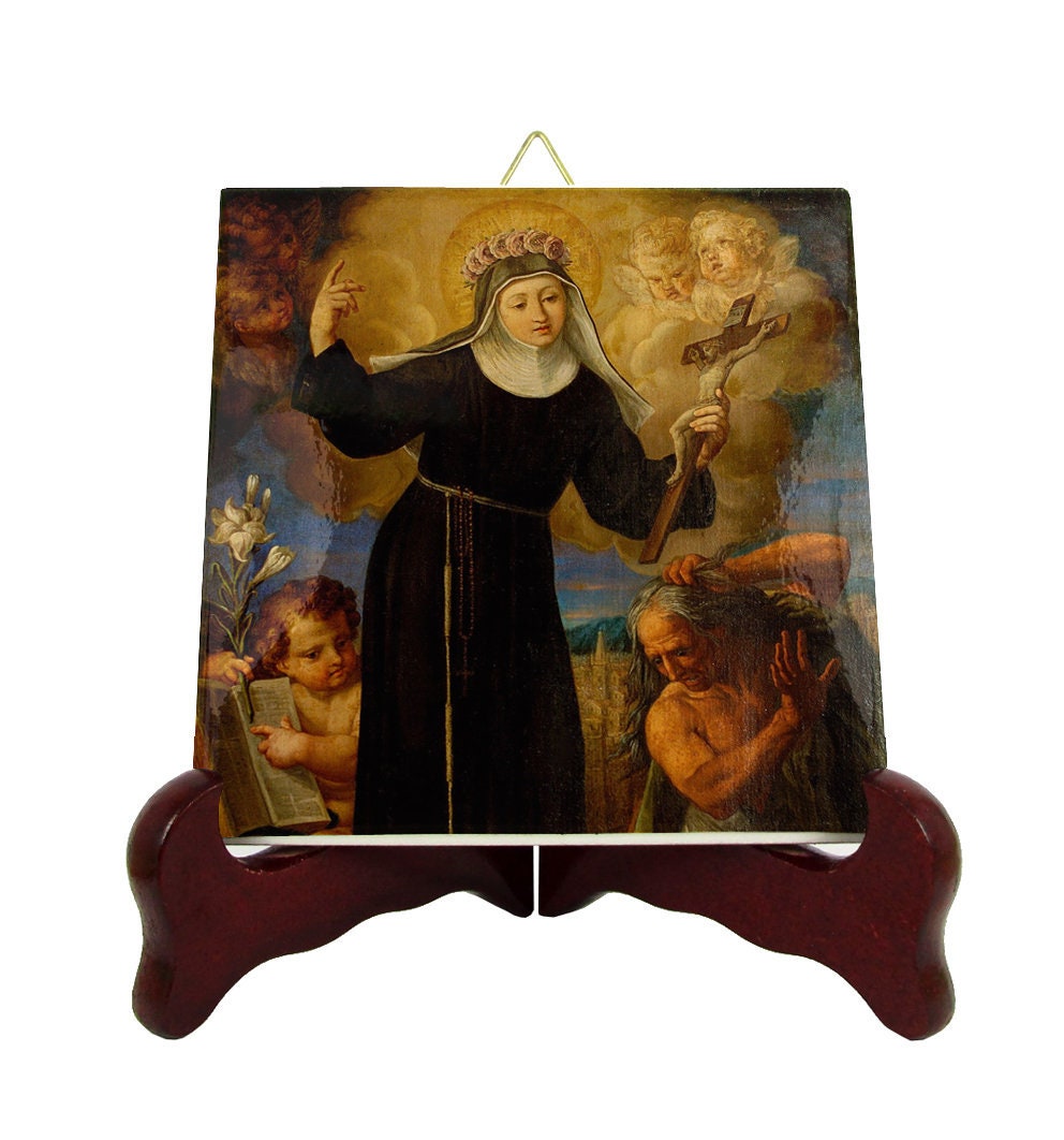 Catholic Saints Serie - Saint Rose Of Viterbo Icon On Tile St Art Confirmation Gifts Communion Baptism