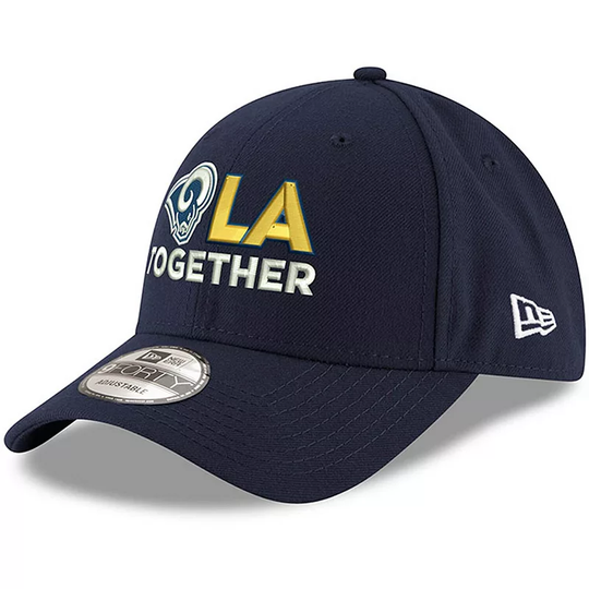 Men's New Era Navy Los Angeles Rams LA Together 9FORTY Adjustable Hat, Blue