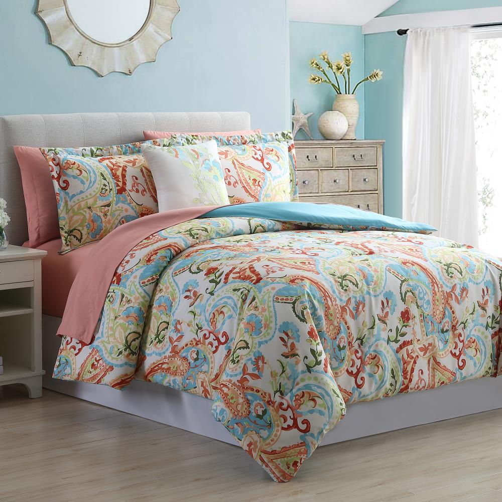 Amrapur Overseas Printed reversible quilt set Multi Multi Reversible Queen Comforter (Blend with Polyester Fill) | 4BDSTPRTG-KLY-QN