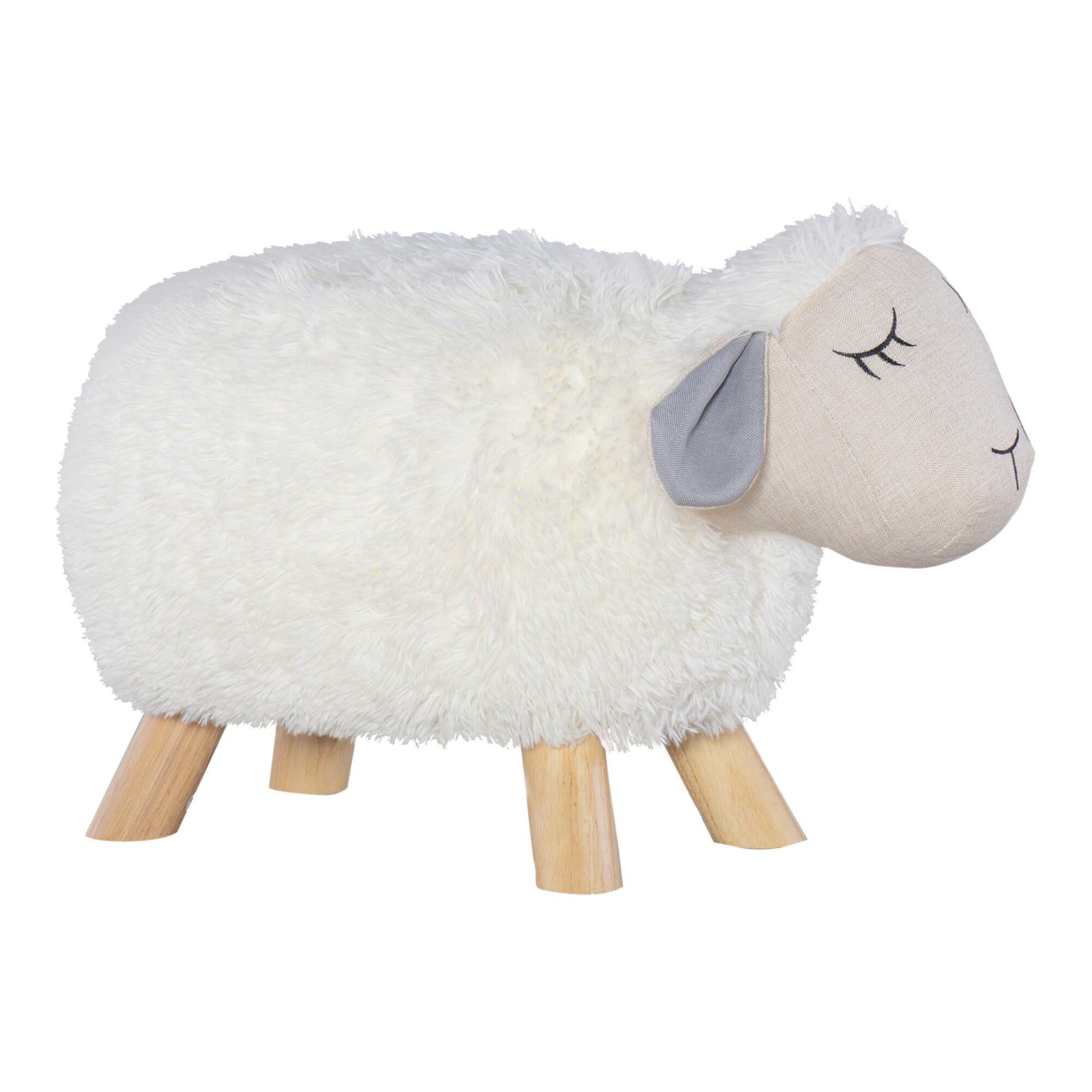 Ivory Lily The Sheep Upholstered Kids Stool: White/Natural by World Market