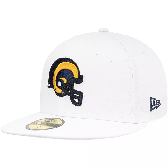 Men's New Era White Los Angeles Rams Historic Omaha 59FIFTY Fitted Hat, Size: 7 1/2