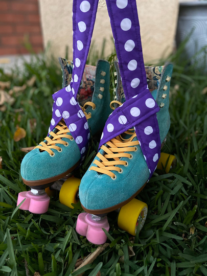 Purple Polka Dots Roller Skate Carrying Leash