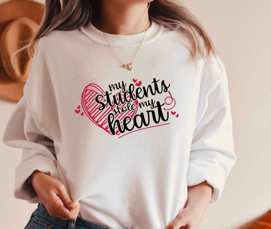 My Students Stole Heart Teacher Sweatshirt, Valentines Day Shirt, Sweater, Loved Gift For