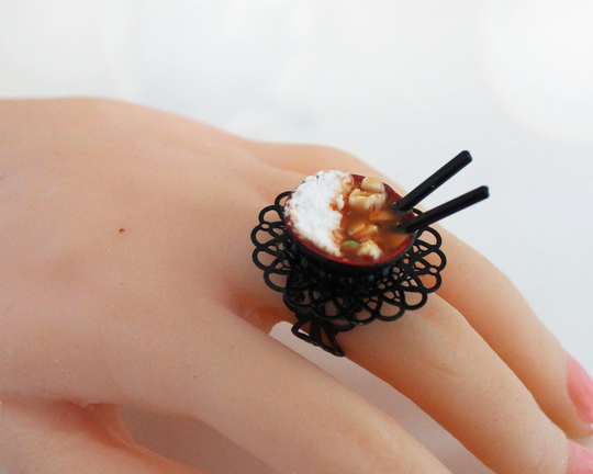 Japanese Food Ring - Food Jewelry Asian Curry Kawaii Miniature