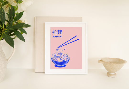 Ramen Poster, Food Print, Modern Kitchen Decor, Illustration, Japanese, Food, Chef Bar Art, Exhibition Retro Wall Japan