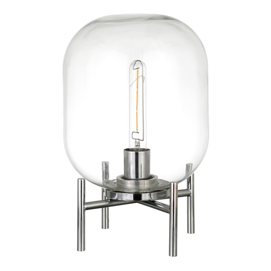 Clear Glass Cylinder and Metal Kari Accent Lamp: White -