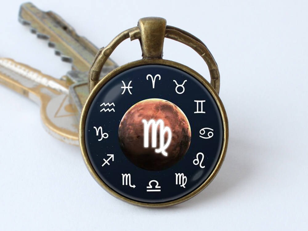 Virgo Keychain Astrology Birthday Gift Zodiac Sign Keyring Jewelry Constellation Key Chain Scorpio Taurus Libra