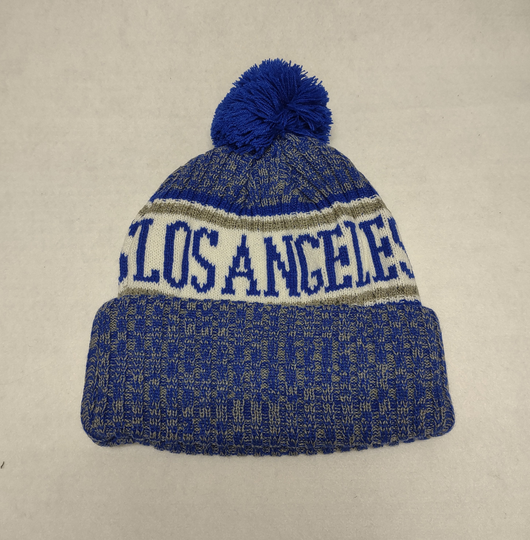 Los Angeles Blue/White Blended Tri Color Pom Beanie Adult One Size Will Easily Stretch To Fit Most All Great Quality Warm