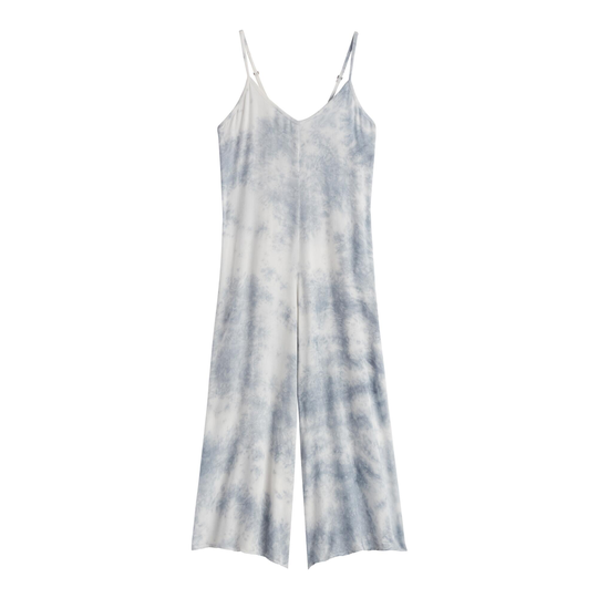 Light Blue Tie Dye Skylar Jumpsuit Pajamas With Pockets by World Market