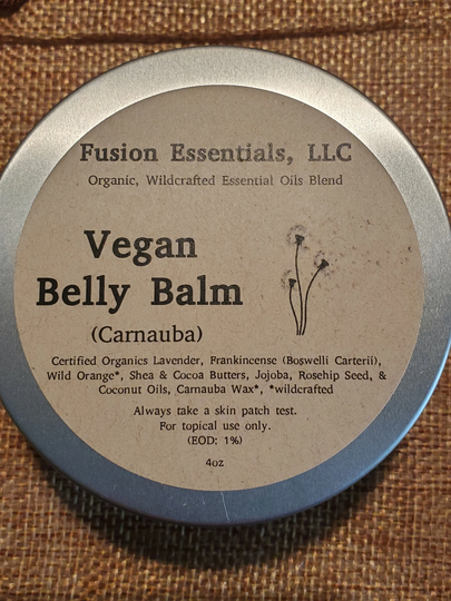 Vegan Belly Balm | Carnauba Wax | Certified Organic Essential Oils Blend