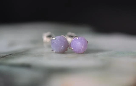 Grape Agate Prong Earrings;natural Post Earrings Purple Stone