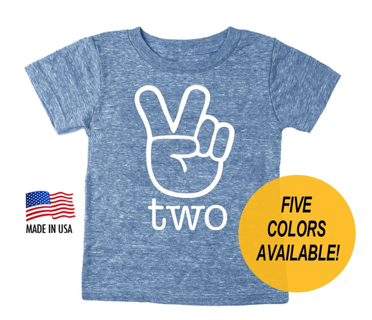 Two Fingers Tri-Blend Second Birthday T-Shirt - Shirt For 2nd Infant & Toddler Sizes