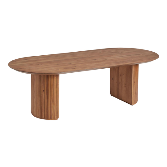 Extra Long Oval Chestnut Wood Fluted Russo Dining Table: Brown/Natural by World Market