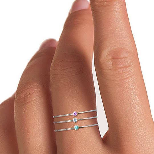 Thin Silver Band, Tiny Ring, Stack Cz Rings, Sgr6