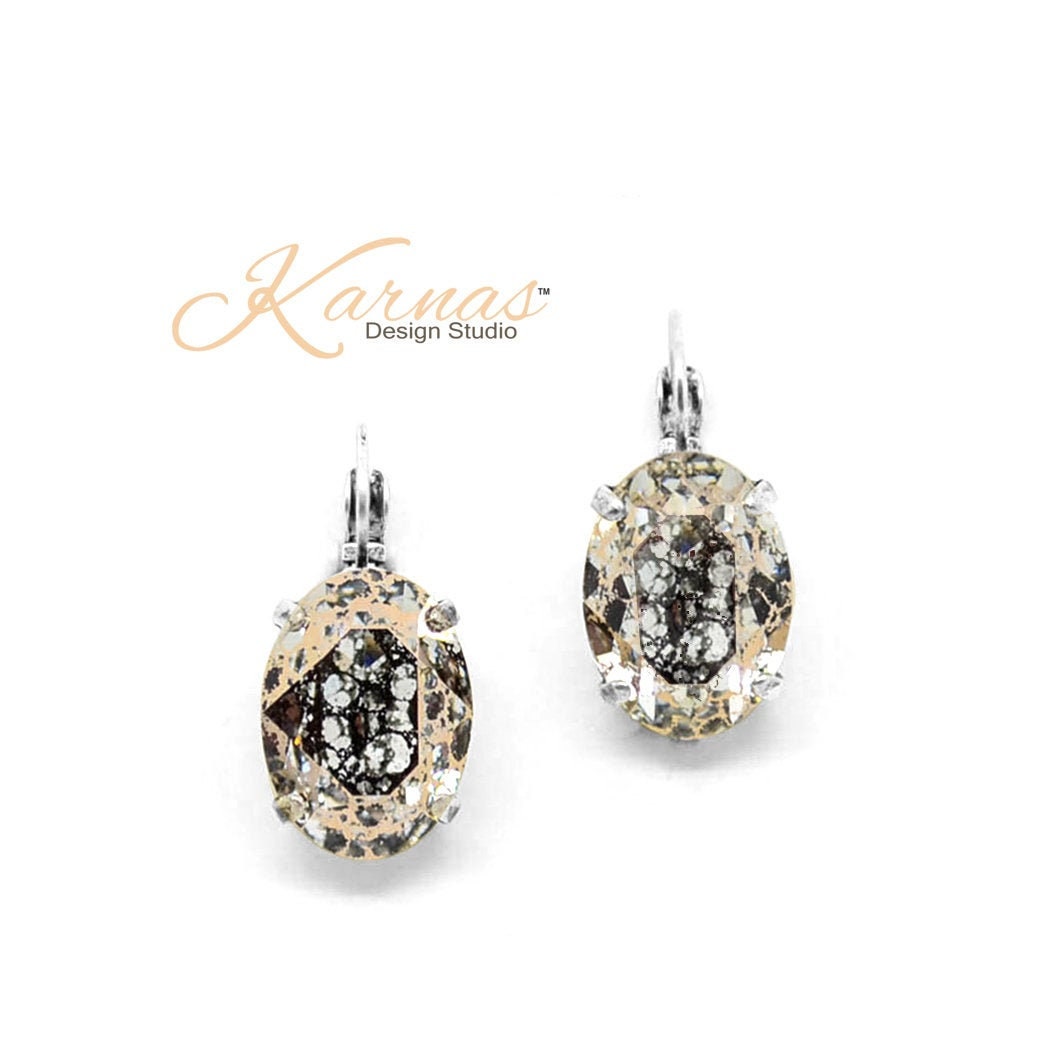 Dusted Rose Gold La Belle poque 18x13mm Drop Or Stud Earrings Genuine Crystal Pick Your Finish Karnas Design Studio Free Shipping