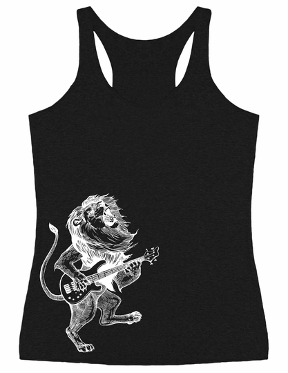 Lion Playing Guitar Women's Tri-Blend Tank Top Gift For Her, Music Gifts Mom, Girlfriend Birthday, Musician Wife Seembo
