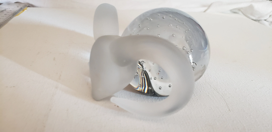 Art Glass Ram Paperweight Clear & Frosted Excellent Condition