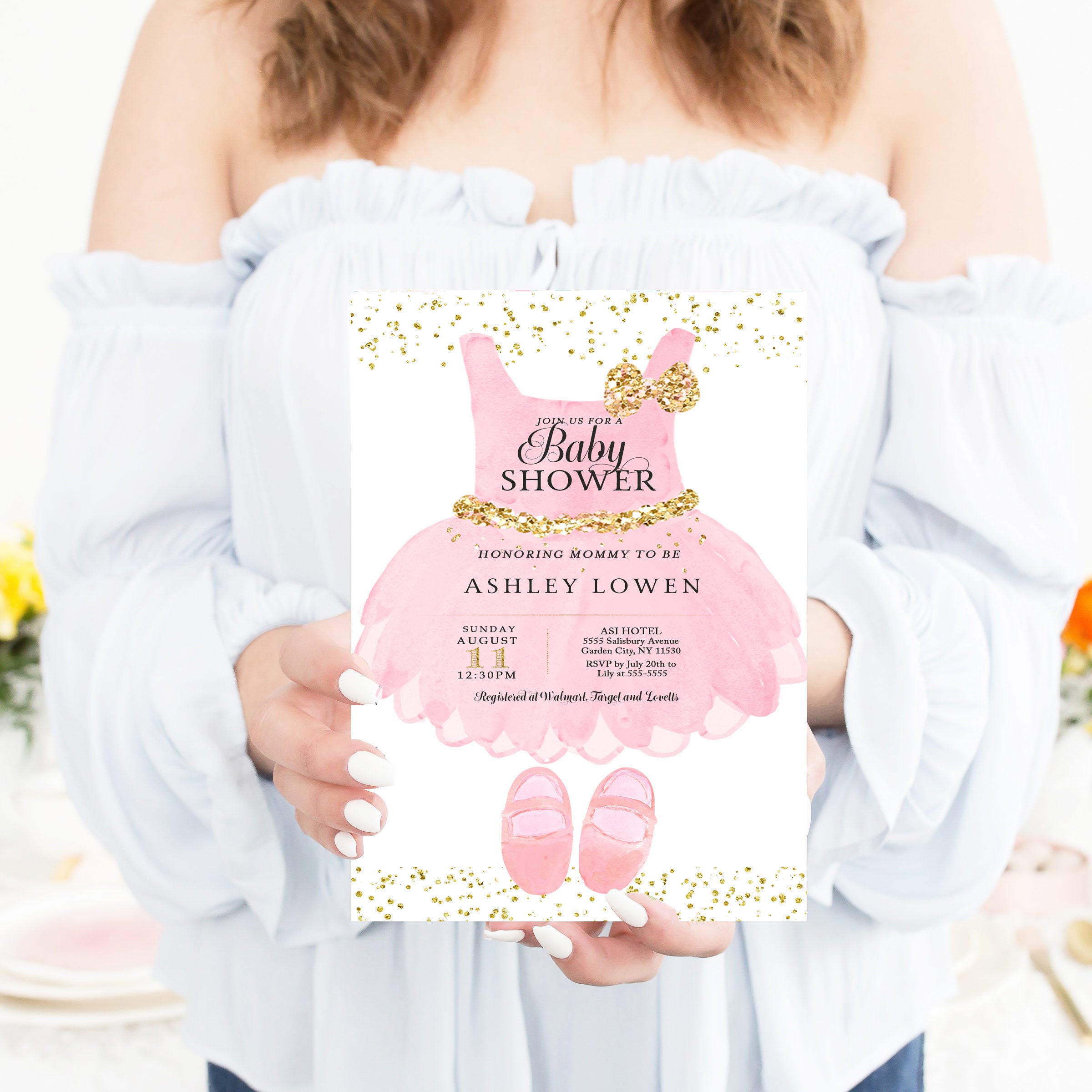 Ballerina Baby Shower Invitation, Tutu We're Excited, Invite, Its A Girl, Ballet #7