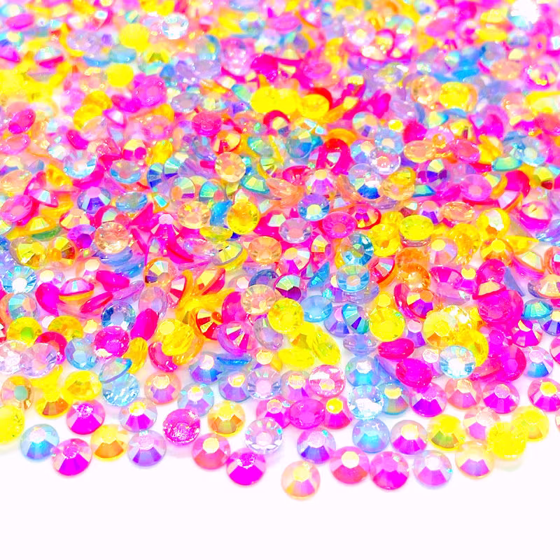 Lolipop Blend Rhinestone Mix 3/4/5/6mm Flatback Transparent Resin Rhinestones Mixed Size, Pink | Yellow Blue