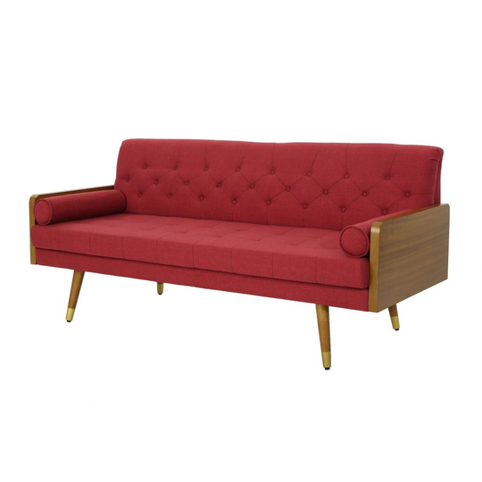 Best Selling Home Decor Jalon Midcentury Red Polyester/Blend Sofa | 305142
