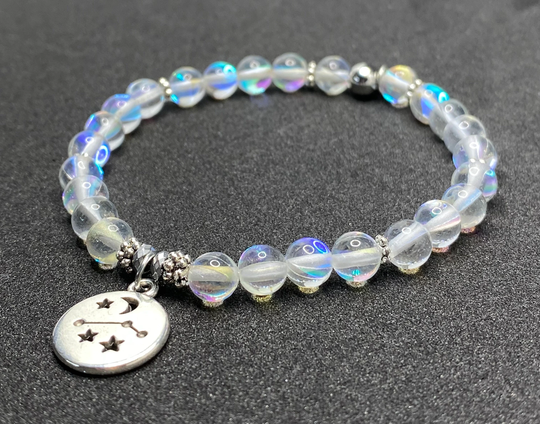 Aries Constellation Charm Beaded Gemstone Bracelet