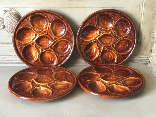 French Vintage Oyster Plates, Made By St Clement, Seafood Platters, Dinner Party, Tableware, Brocante M1705-08