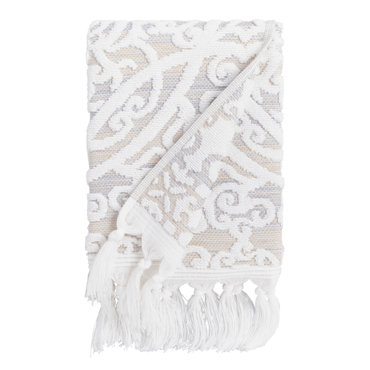Taupe Sculpted Medallion Scarlett Hand Towel: Gray - Cotton by World Market