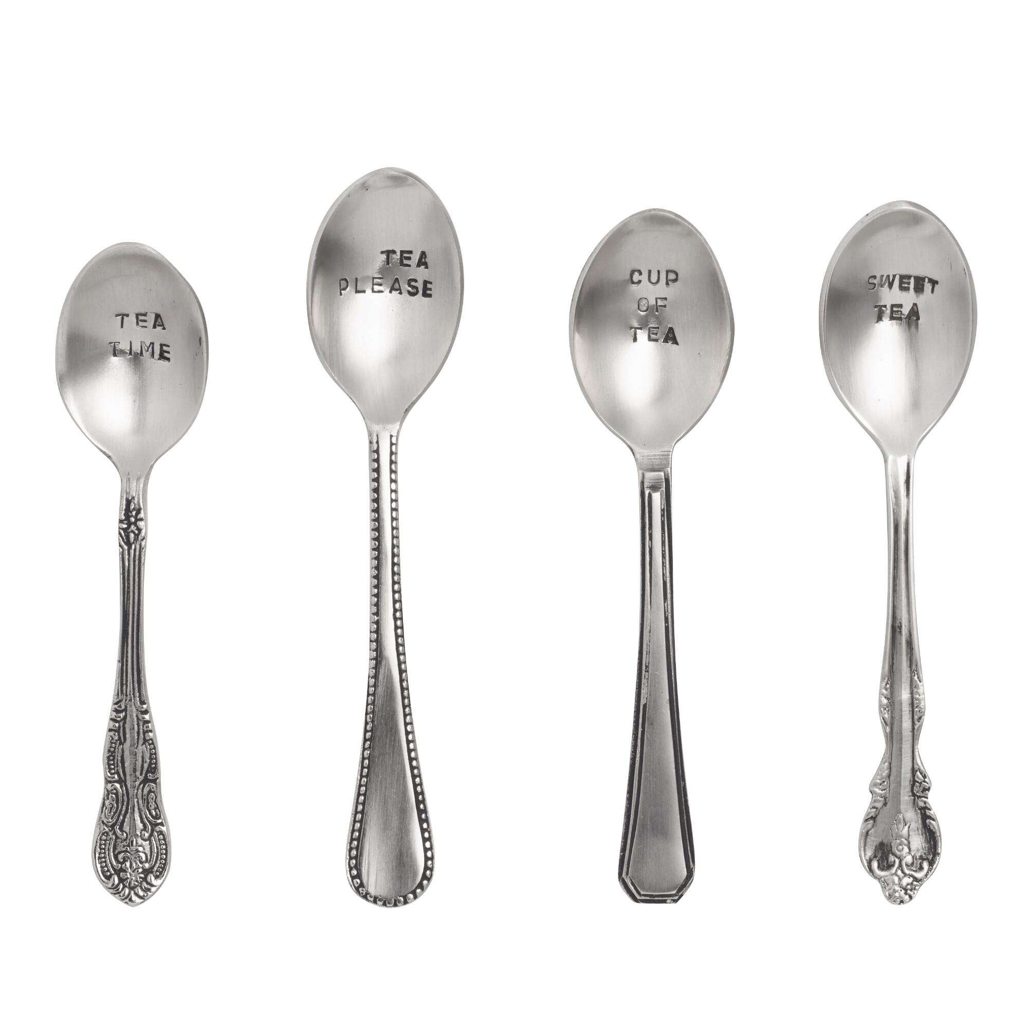 Hand Stamped Teaspoons Set Of 4 - Brass by World Market