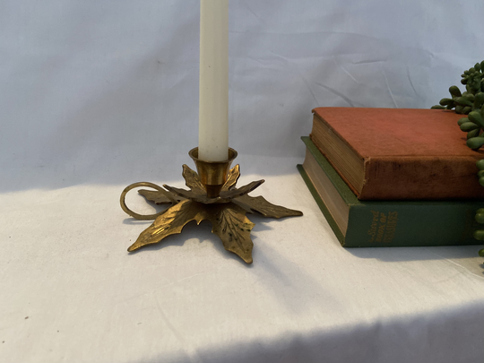 Vintage Brass Holly/Leaf Candlestick With Handle