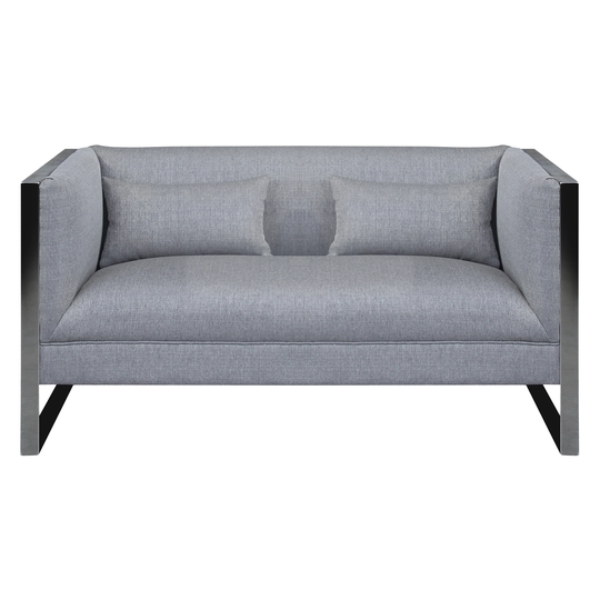 Armen Living Modern Grey Polyester/Blend Loveseat Stainless Steel in Gray | LCRC2GR