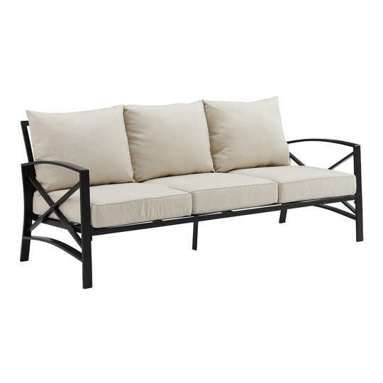 Bronze Metal Araceli Outdoor Patio Sofa: Black/Natural by World Market