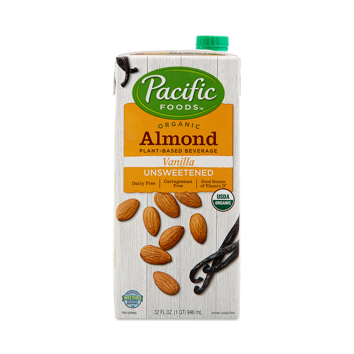 Pacific Foods Organic Almond Beverage, Unsweetened Vanilla 32 fl oz carton