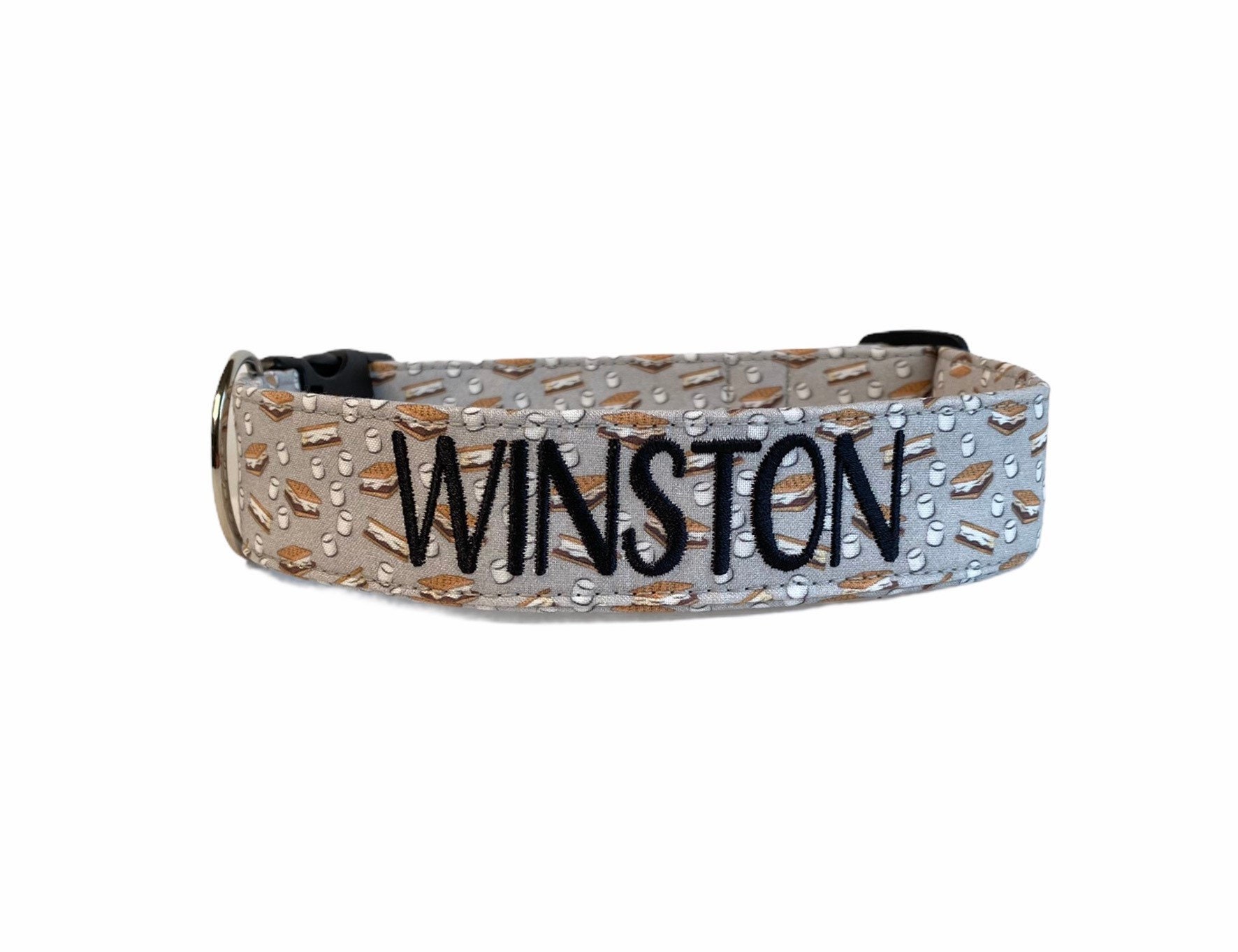 S'mores Dog Collar, Camping Fall Autumn Embrodiered Collar