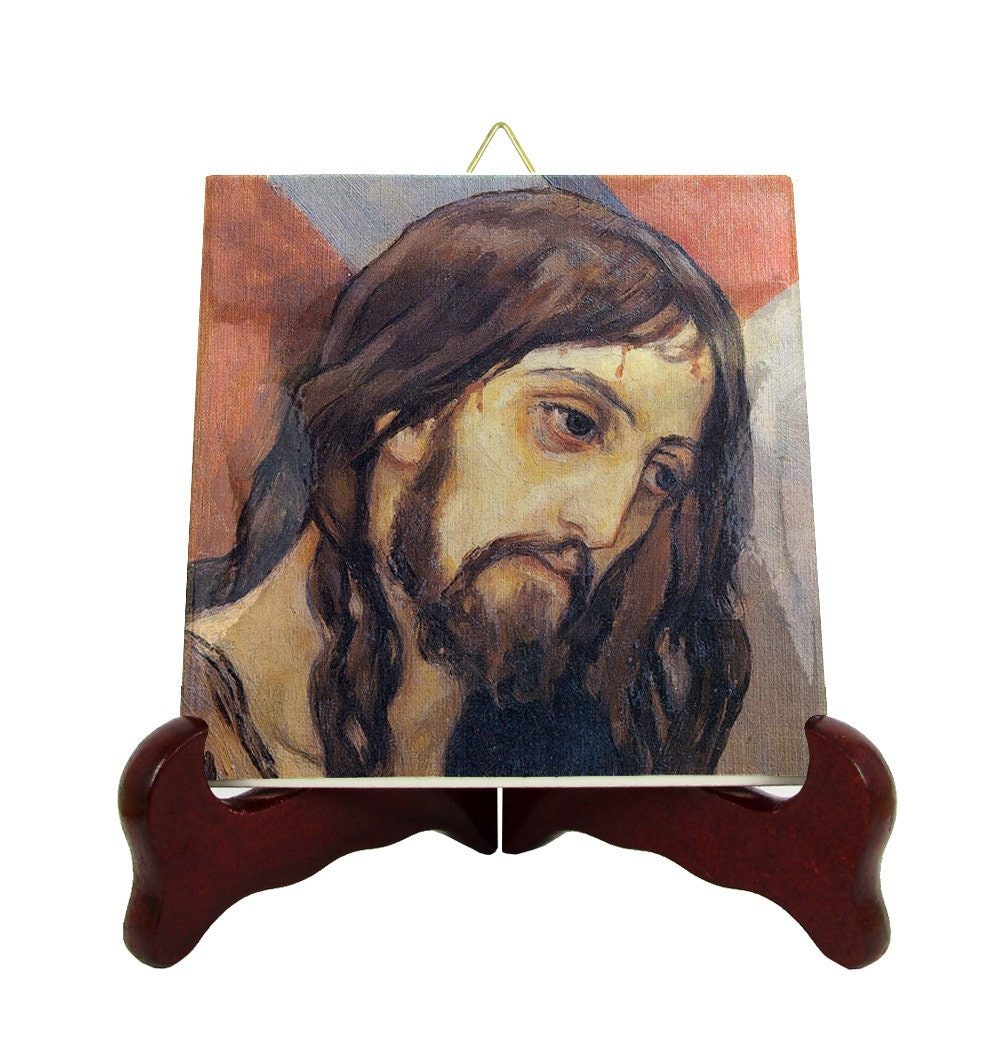 Christian Icons - Head Of Christ By Nesterov Religious Icon On Tile Holy Art Tile Gift Ideas Home Decor
